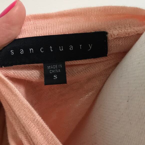 Sanctuary Nora Tiered Hem Linen Sleeveless Shirt Tee Peach Ruched Small - Picture 5 of 7